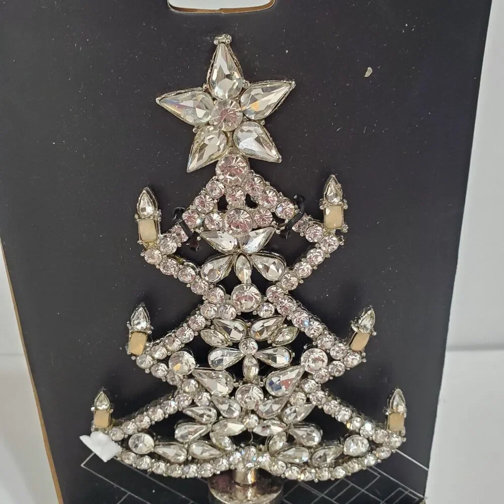 Tahari Glam Rhinestone Crystal Wine Bottle‎ Stopper Christmas Tree Holiday NEW